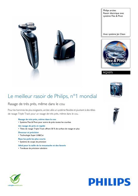 Philips Rasoir &eacute;lectrique - Fiche Produit - FRA