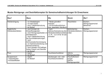 Muster-Reinigungs- und Desinfektionsplan für - LZG.NRW