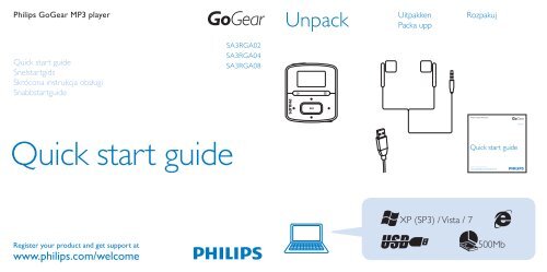 Philips GoGEAR Baladeur MP3 - Guide de mise en route - NLD