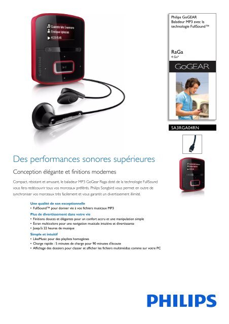 Philips GoGEAR Baladeur MP3 - Fiche Produit - FRA