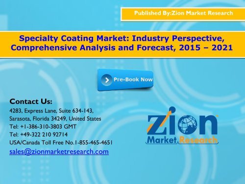 Specialty Coating Market, 2015 - 2021