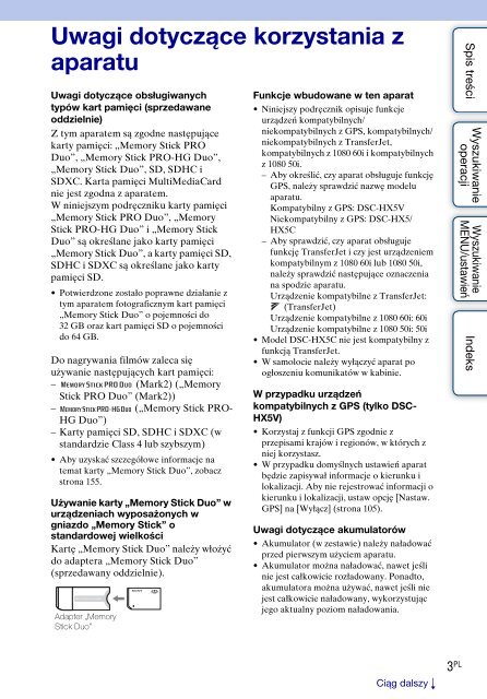 Sony DSC-HX5 - DSC-HX5 Istruzioni per l'uso Polacco