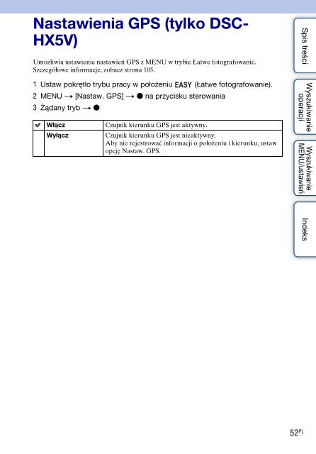 Sony DSC-HX5 - DSC-HX5 Istruzioni per l'uso Polacco