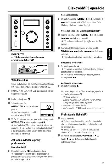 Philips Microcha&icirc;ne hi-fi - Mode d&rsquo;emploi - SLK