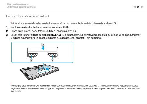 Sony VPCF13E1R - VPCF13E1R Istruzioni per l'uso Rumeno