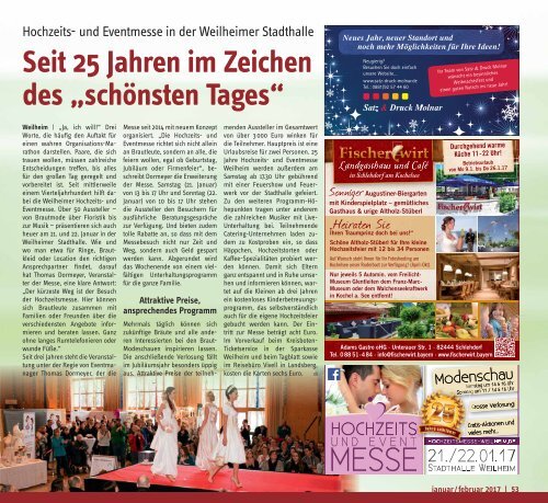 Tassilo, Ausgabe Januar/Februar 2017 - Das Magazin rund um Weilheim und die Seen