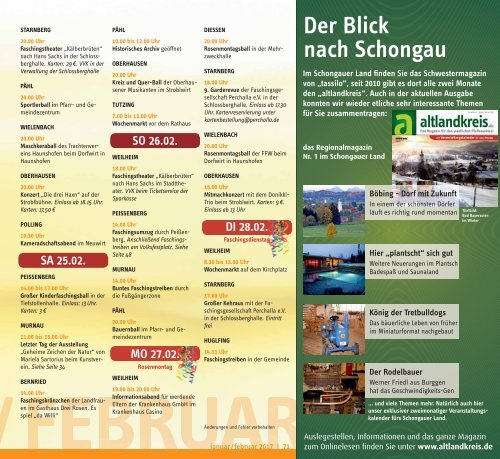 Tassilo, Ausgabe Januar/Februar 2017 - Das Magazin rund um Weilheim und die Seen