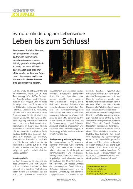 Kongressjournal Allgemeinmedizin Ausgabe 25. November 2016