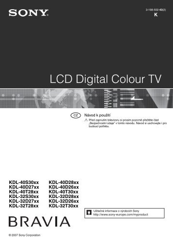 Sony KDL-32D2710 - KDL-32D2710 Istruzioni per l'uso Ceco
