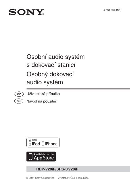 Sony RDP-V20iP - RDP-V20IP Istruzioni per l'uso Slovacco