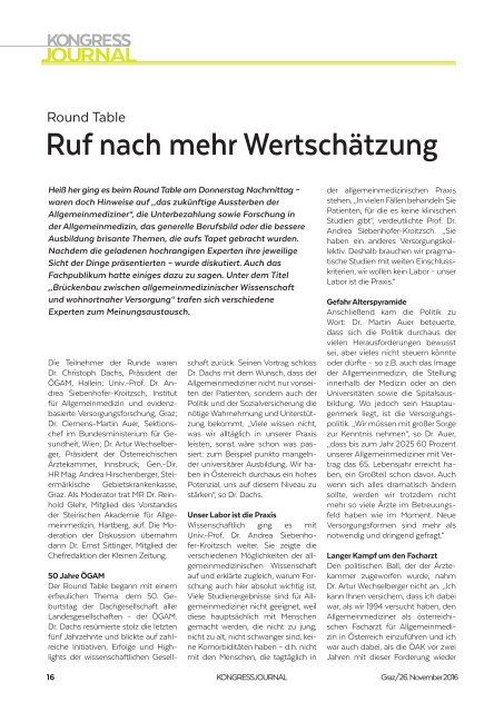 Kongressjournal Allgemeinmedizin Ausgabe 26. November 2016