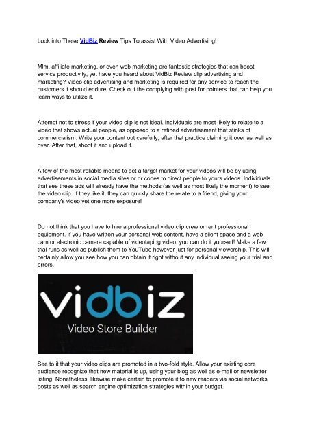 VidBiz Review And Bonus