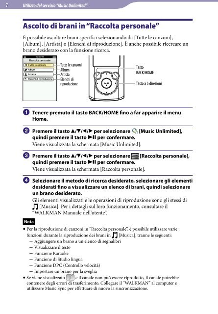 Sony NWZ-E465 - NWZ-E465 Istruzioni per l'uso Italiano