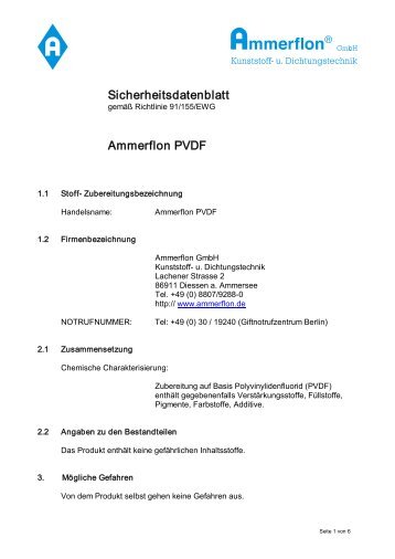 Sicherheitsdatenblatt Ammerflon PVDF - Ammerflon GmbH ...