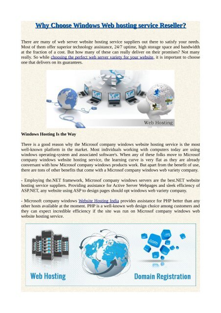 Why Choose Windows Web Hosting Service Reseller Images, Photos, Reviews