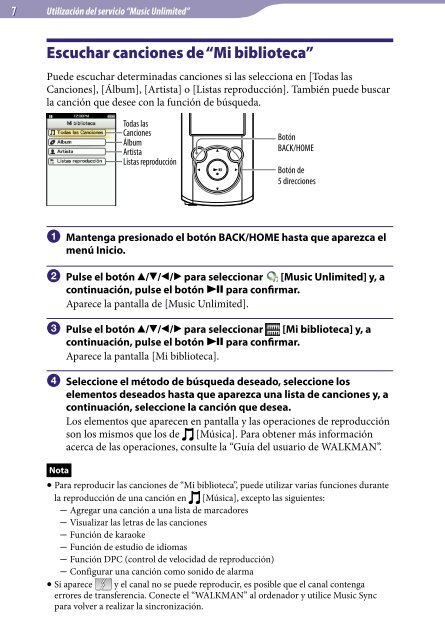 Sony NWZ-E465 - NWZ-E465 Istruzioni per l'uso Spagnolo