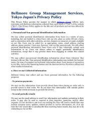 Bellmore Group Management Services, Tokyo Japan’s Privacy Policy