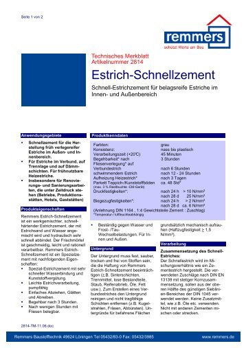 Estrich-Schnellzement - Remmers