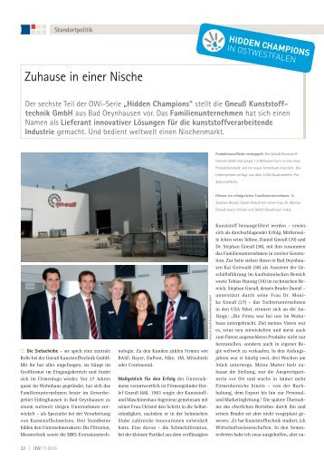 Zuhause in einer Nische - Gneuss Kunststofftechnik GmbH