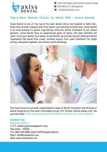 Top & Best Dental Clinic in Delhi - Axiss Dental