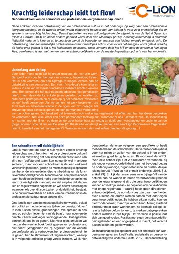 Krachtig leiderschap leidt tot flow! - Professionele leergemeenschap deel 2 - dec 2016