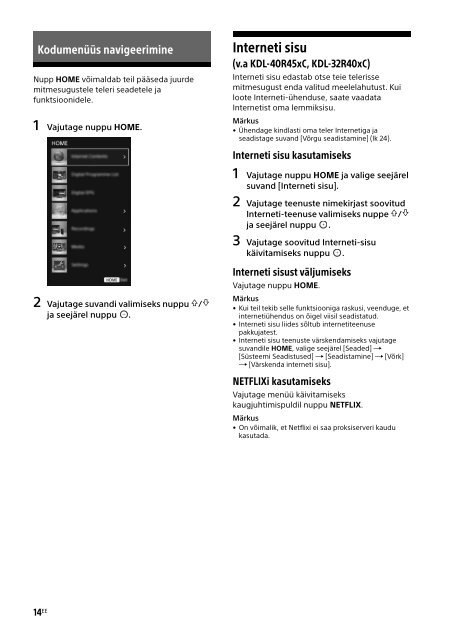 Sony KDL-48R553C - KDL-48R553C Istruzioni per l'uso Estone