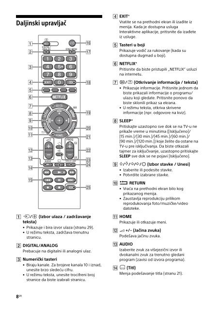 Sony KDL-48R553C - KDL-48R553C Istruzioni per l'uso Serbo