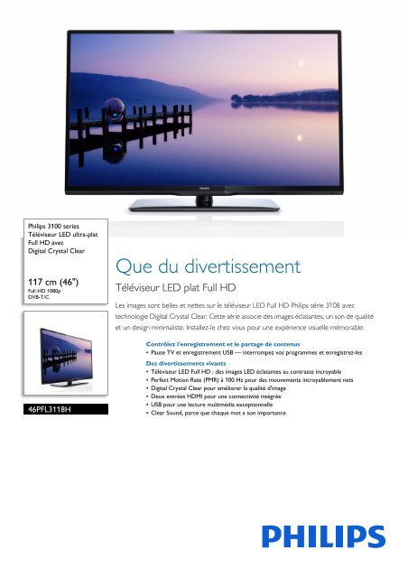 Philips 3100 series T&eacute;l&eacute;viseur LED ultra-plat Full HD - Fiche Produit - FRA