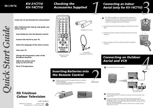 Sony KV-21CT1U - KV-21CT1U Guida di installazione Inglese