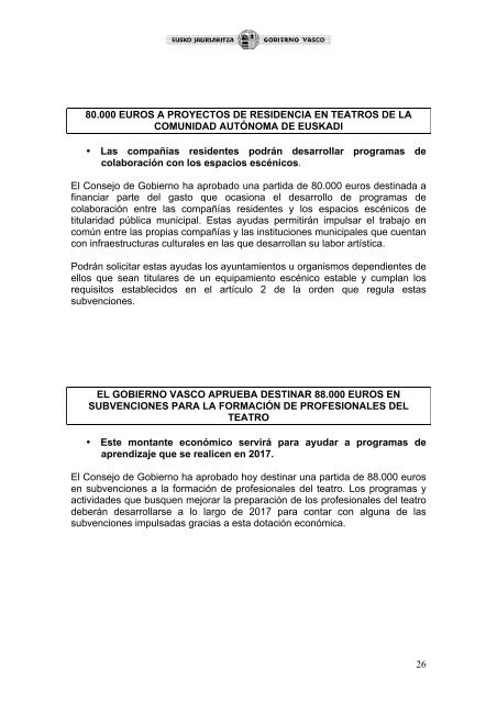 CONSEJO DE GOBIERNO Dossier de Prensa Asuntos destacados