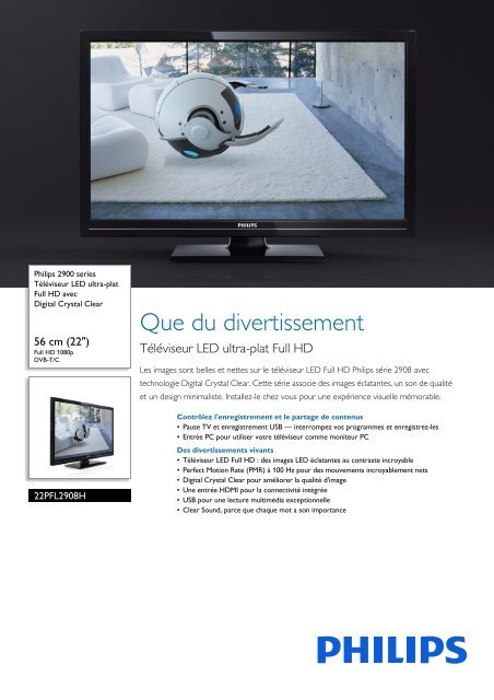 Philips 2900 series T&eacute;l&eacute;viseur LED ultra-plat Full HD - Fiche Produit - FRA