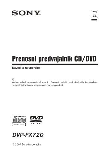 Sony DVP-FX720 - DVP-FX720 Istruzioni per l'uso Sloveno