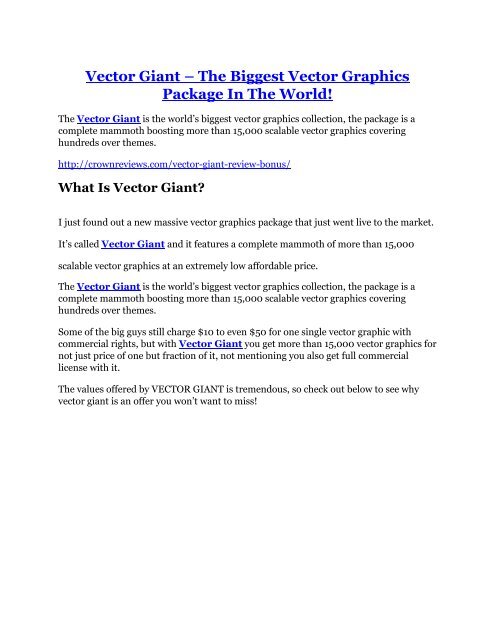 Vector Giant Review and $30000 Bonus - Vector Giant 80% DISCOUNT 