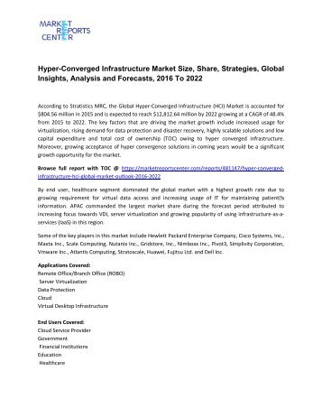 Hyper-Converged Infrastructure Market Size, Share, Analysis and Forecasts, 2016 To 2022