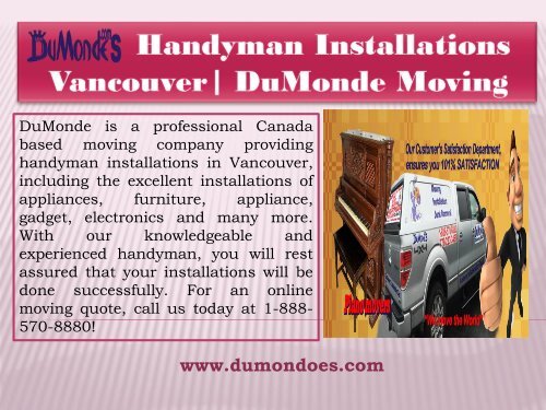 Handyman Installations Vancouver| DuMonde Moving