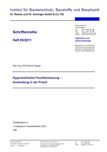 Hygrometrische Feuchtemessung – Anwendung in der Praxis