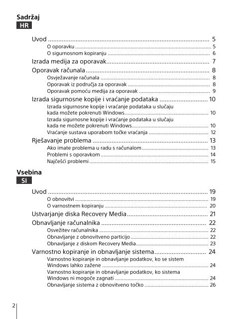 Sony SVE1513I4E - SVE1513I4E Guida alla risoluzione dei problemi Croato