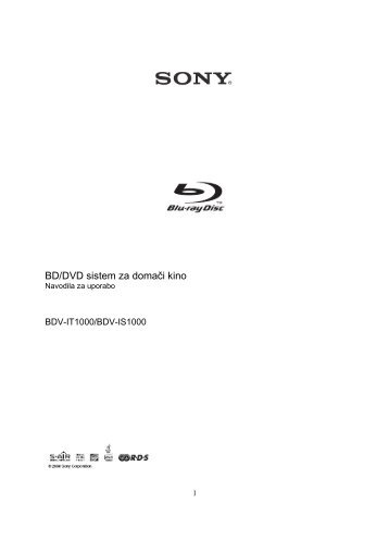 Sony BDV-IS1000 - BDV-IS1000 Istruzioni per l'uso Sloveno