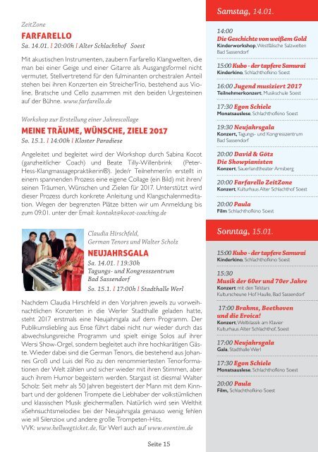 SOso! Veranstaltungs- und Kulturkalender Januar 2017