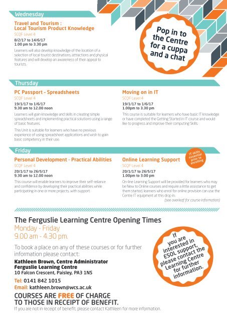 Ferguslie Learning Centre - January Starts 2016 web