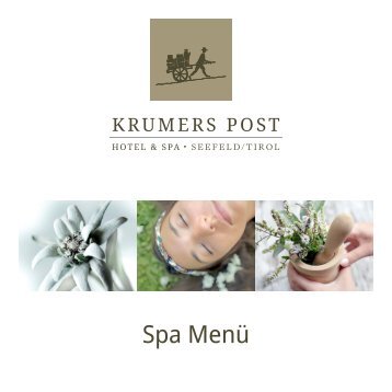 SPA Menü | Krumers Post Hotel & SPA, Seefeld in Tirol