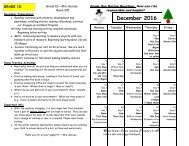 December 2016 calendar and curriculum expectations