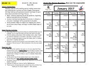 January 2017 Calendar and Curriculum