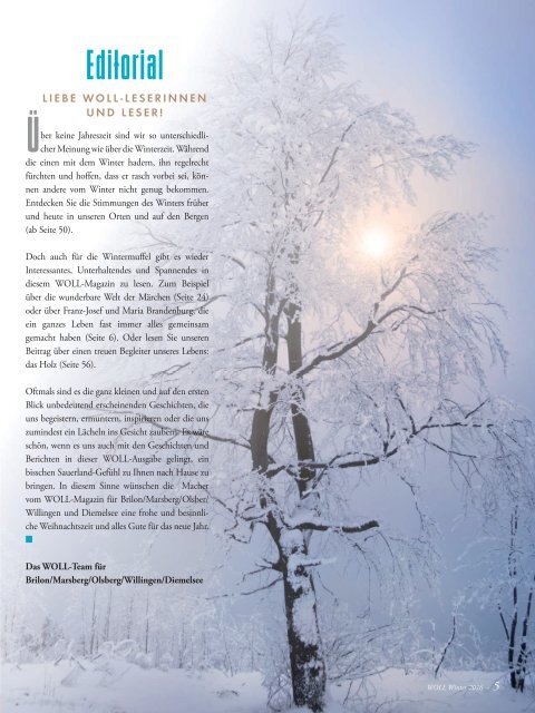 WOLL Magazin Winter 2016 für Brilon, Olsberg, Marsberg, Willingen und Diemelsee 