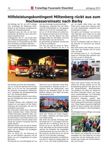 Freiwillige Feuerwehr Elsenfeld Jahresbericht 2013