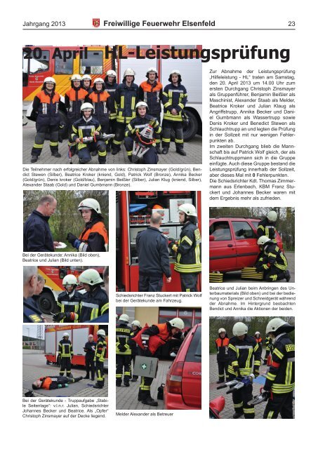 Freiwillige Feuerwehr Elsenfeld Jahresbericht 2013