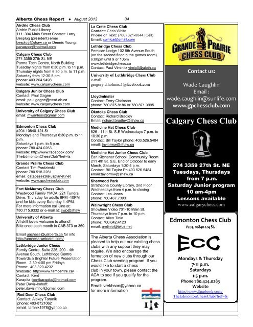 Alberta Chess Report