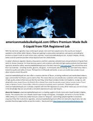 americanmadebulkeliquid.com Offers Premium Made Bulk E-Liquid from FDA Registered Lab