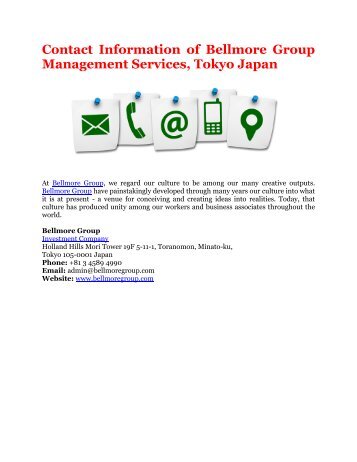 Contact Information of Bellmore Group Management Services, Tokyo Japan