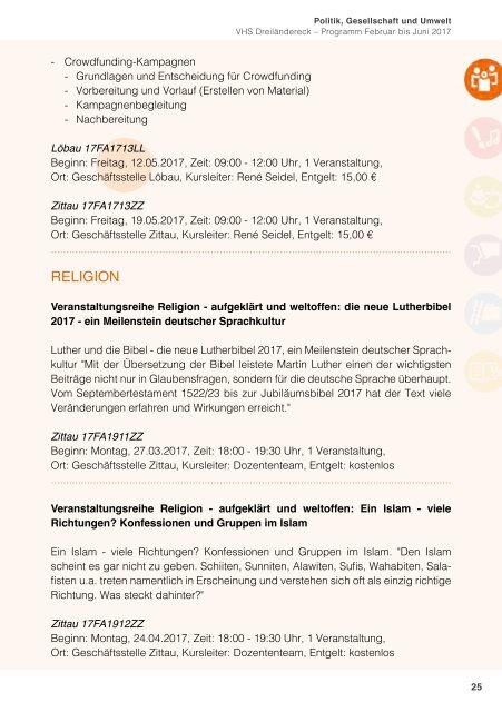 Programm Frühjahr 2017 - Volkshochschule Dreiländereck